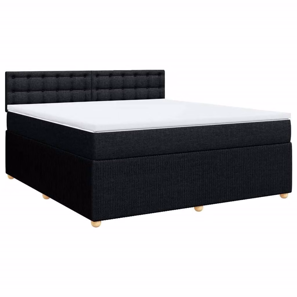 Giroletto a Molle con Materasso Nero 180x200 cm in Tessuto