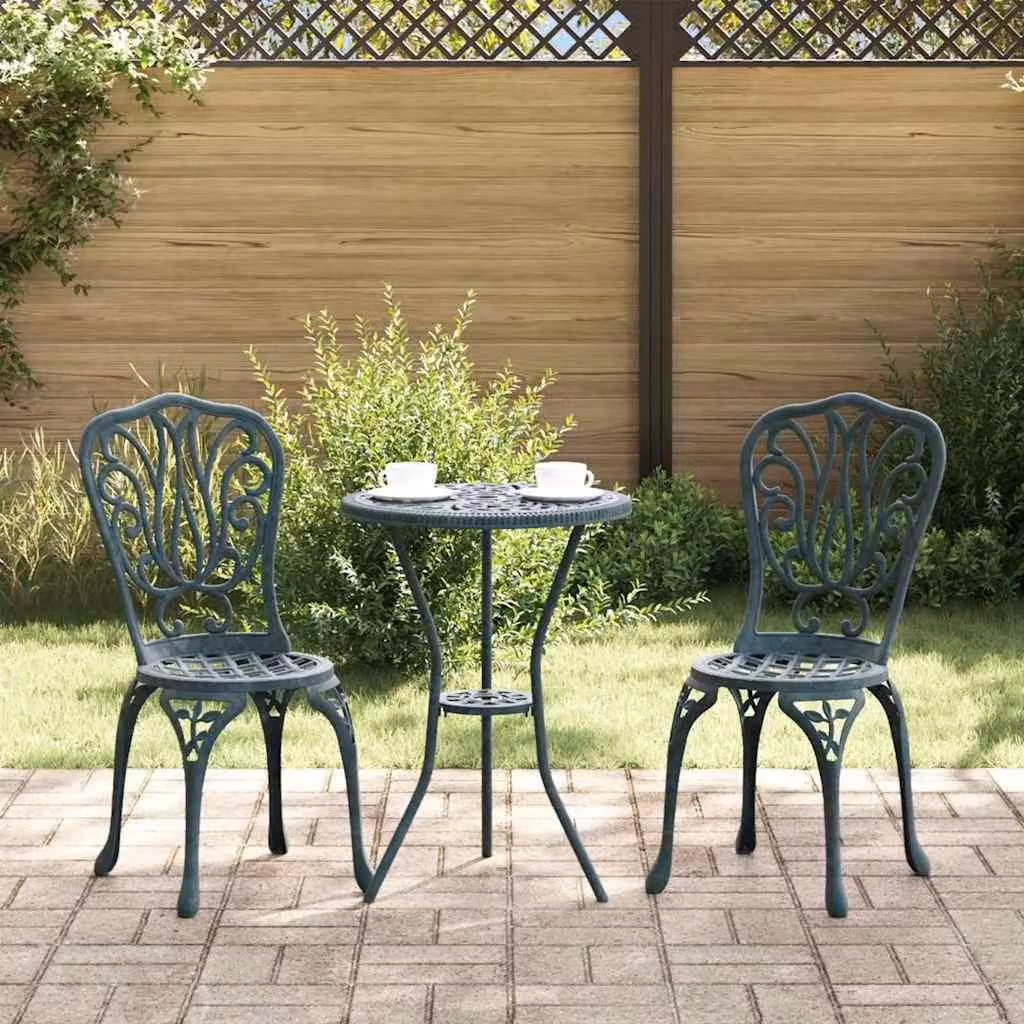 Maison Exclusive - Set da giardino per bistro, 3 pezzi, verde, alluminio