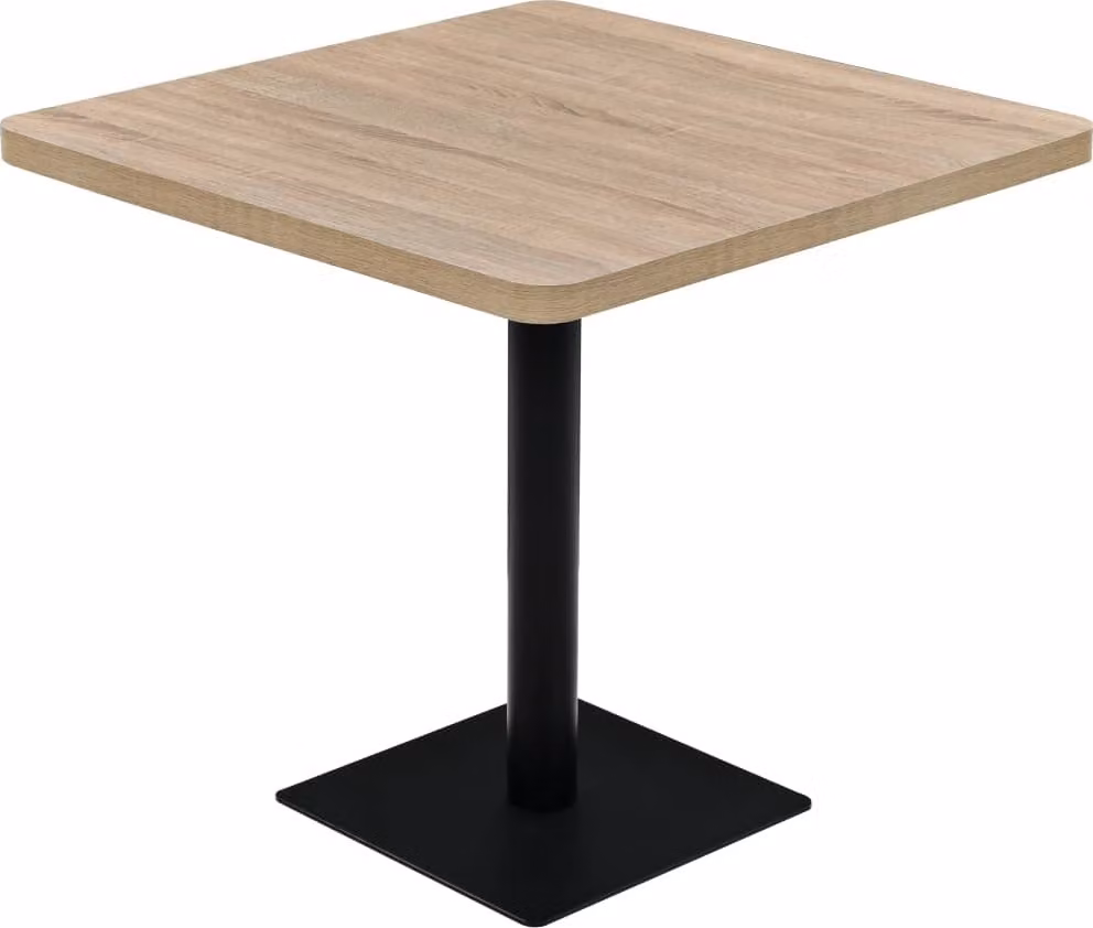 Tavolo Bistrot MDF e Acciaio Quadrato 80x80x75 cm Color Rovere