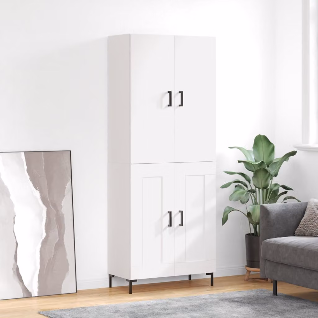 Credenza moderna vidaXL bianca in legno e metallo L: 69,5 cm, P: 34 cm, H: 180 cm