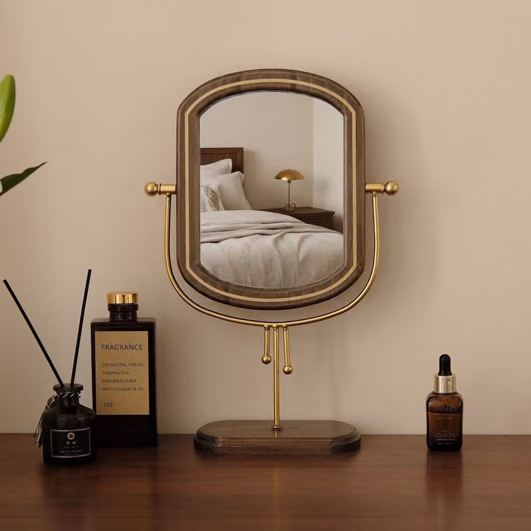 Specchio da tavolo ovale con base, ideale per il trucco