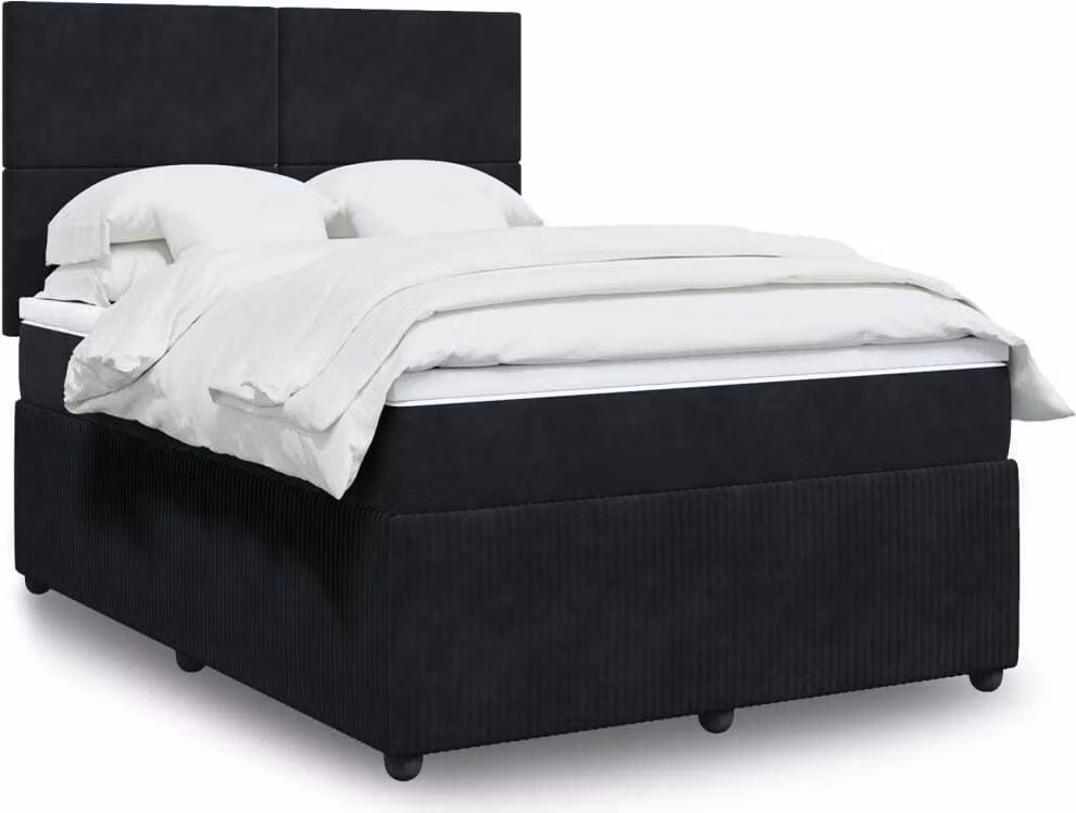 Maison Exclusive - Giroletto a Molle con Materasso Nero 140x190 cm in Velluto