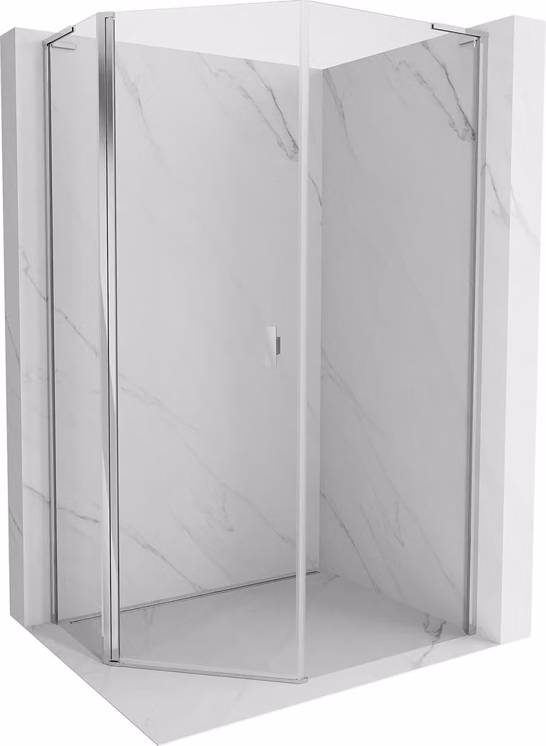 Mexen Mist L cabina doccia pentagonale asimmetrica a battente 80 x 90 cm, trasparente, cromo - 8A8L-080-090-01-00
