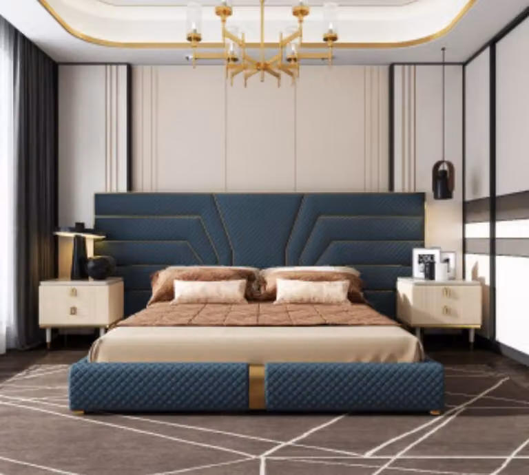 Designer Bett 180x200 Leder Textil Betten Doppel Schlaf Zimmer Luxus Ehe Hotel