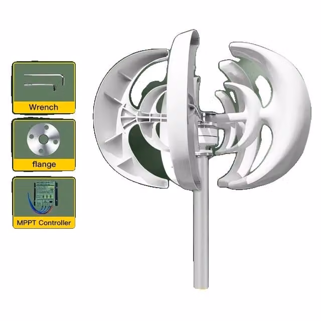 Generatore eolico, Asse verticale, Alta efficienza, 24V, Controllore Mppt , 1000W