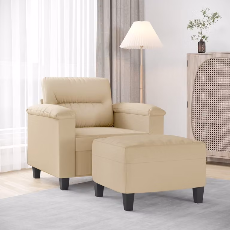 Poltrona relax con poggiapiedi vidaXL in microfibra beige per soggiorno
