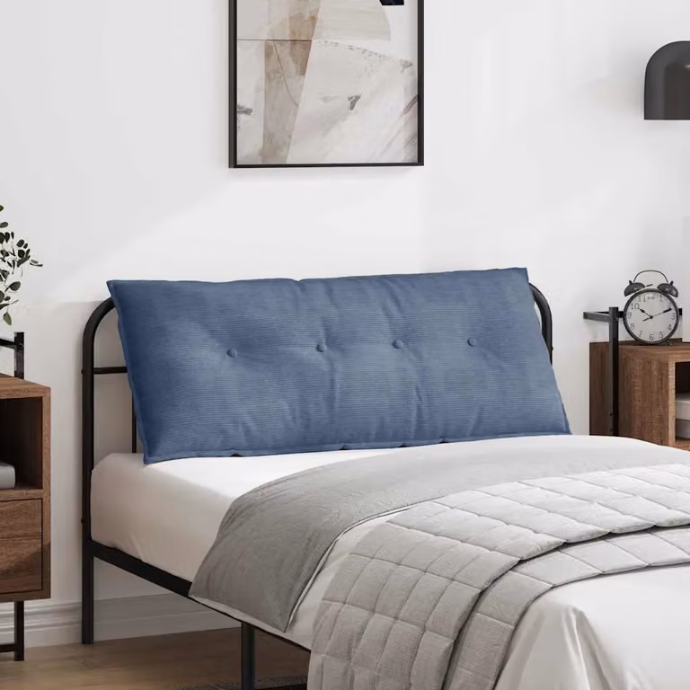 vidaXL Cuscino per Schiena Blu in Tessuto di Corduroy con Rivestimento Rimovibile L: 120 cm, P: 50 cm