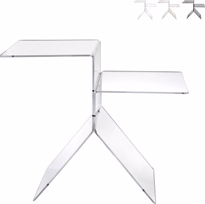 Tavolino da salotto in plexiglas trasparente, modello Bangles - Trasparente