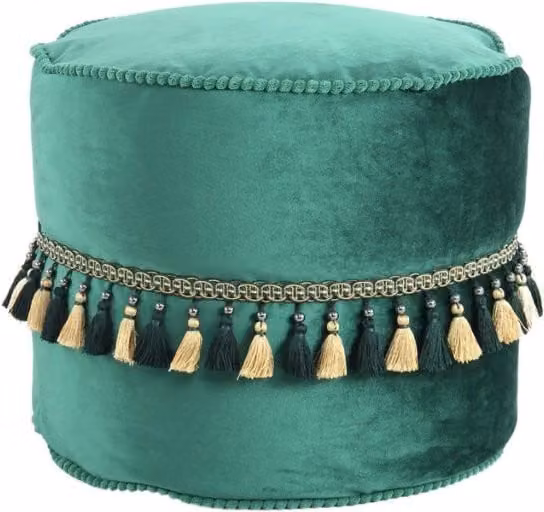 Pouf rotondo Taj Mahal in velluto blu di KENDRA HOME