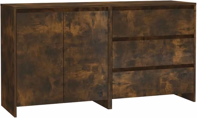 Set di 2 mobili contenitori moderni in legno MDF color marrone rovere per cucina e soggiorno