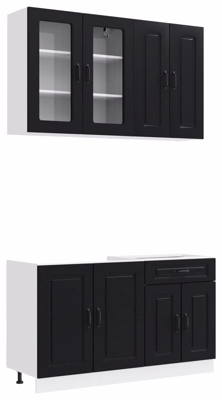 Set da cucina KALMAR, 4 pezzi, colore nero, realizzato in materiale composito di legno