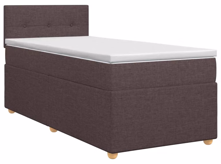 Letto a molle con materasso marrone scuro 100 x 200 cm in tessuto