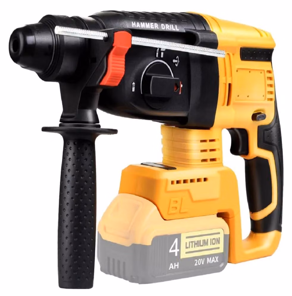 Martello perforatore - 3 in 1: trapano a percussione e martello demolitore - Motore brushless - Alimentazione a batteria da 20 V - Diametro di foratura: 20 mm - Batteria non inclusa - Colore: giallo
