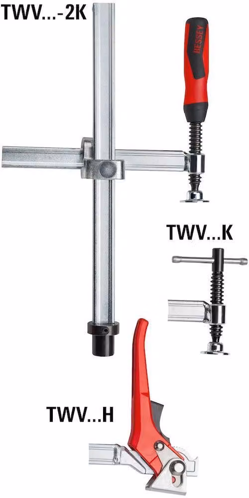 Elemento di serraggio Bessey con sbraccio variabile TWV28 300/175 (impugnatura in plastica bicomponente) | TWV28-30-17-2K