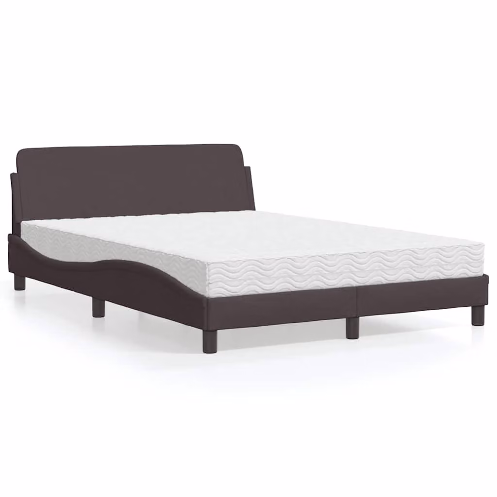 Letto con Materasso Dover vidaXL in Tessuto Marrone e Bianco L/P/H: 200 x 140 x 74,5 cm – 1