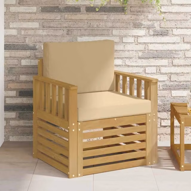 Set di 2 divani da esterno moderni DESIGN IN in legno di acacia e poliestere bianco e beige