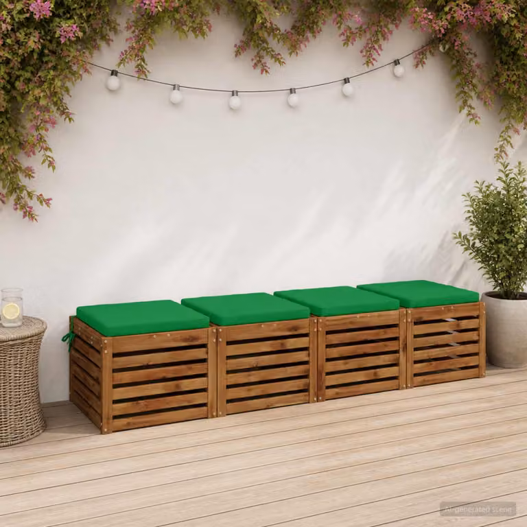 Set di 4 cuscini per sedia vidaXL SOEST in poliestere verde con rivestimento lavabile e resistente ai raggi UV