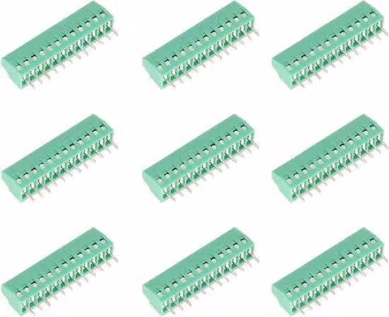 Set da 10 morsetti a vite per PCB a 12 poli con connettore a vite e terminali a saldare - Distanza tra i poli: 254 mm, universale - È necessario il contenuto HTML.