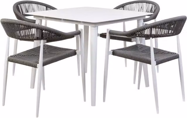 Set da giardino Wanderlust Deco composto da un tavolo quadrato e 4 sedie multicolore in alluminio verniciato a polvere, L/P/H tavolo: 90 x 90 x 74 cm, L/P/H sedia: 56 x 60 x 78 cm – 1