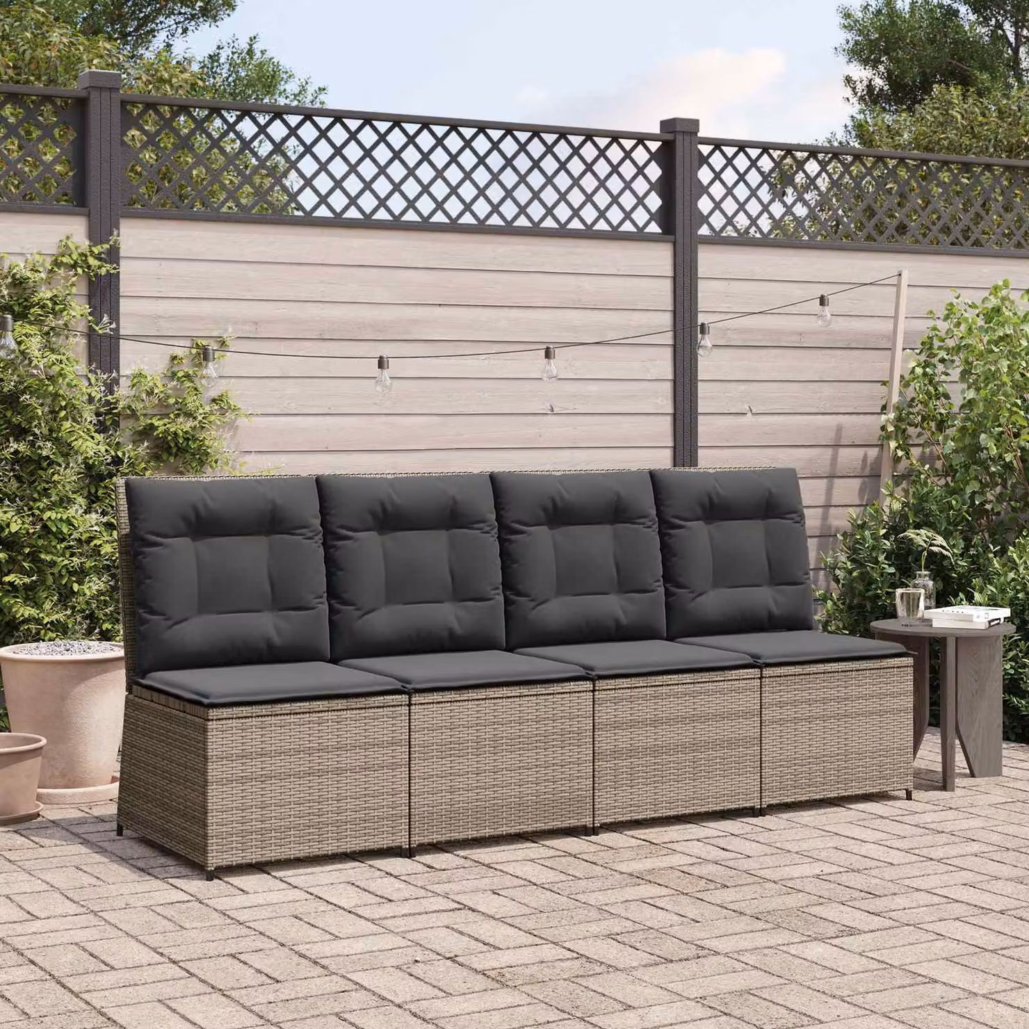 Divano da giardino moderno vidaXL in rattan e metallo Grigio