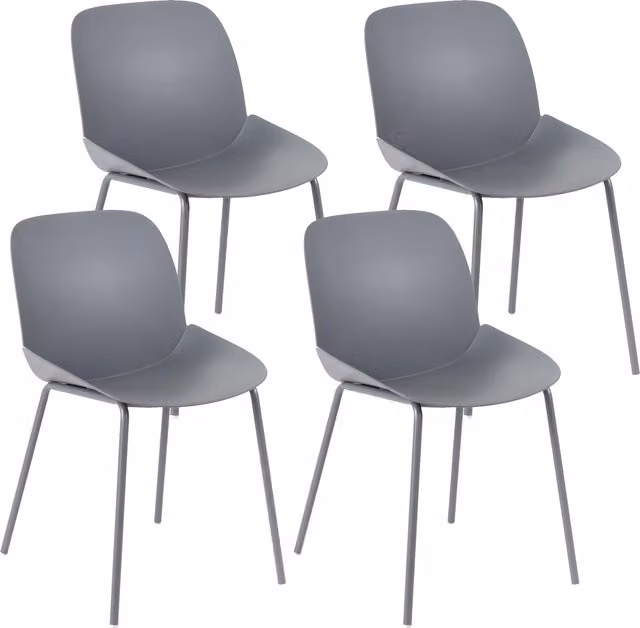 Sedia da pranzo E-Stylo moderna in polipropilene grigio scuro con gambe in metallo per interni ed esterni L: 55 cm, P: 46 cm, H: 79 cm