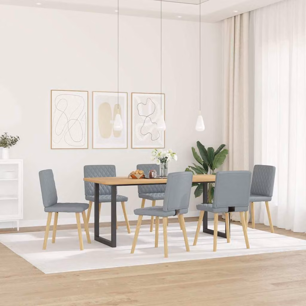 Sedie da Pranzo 6 pz Grigio Chiaro in Tessuto