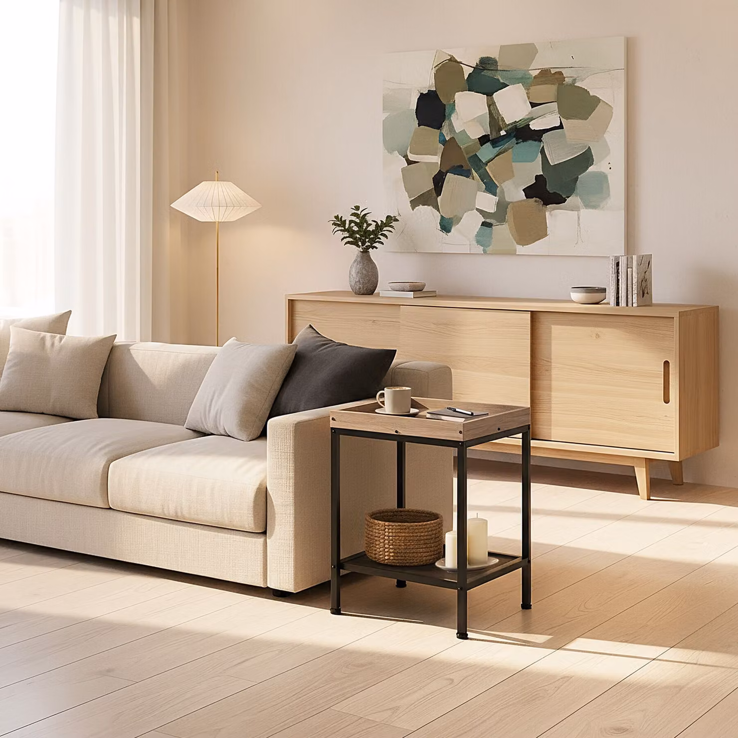 Tavolino da soggiorno Rochester TecTake GmbH in stile industriale, rovere, L/P/H: 41,5 x 41 x 56 cm – 2