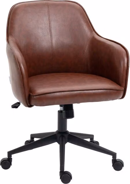 Sedia da ufficio girevole con funzione oscillante e altezza regolabile in pelle rigenerata marrone, 58.5 × 62 × 83-91 cm