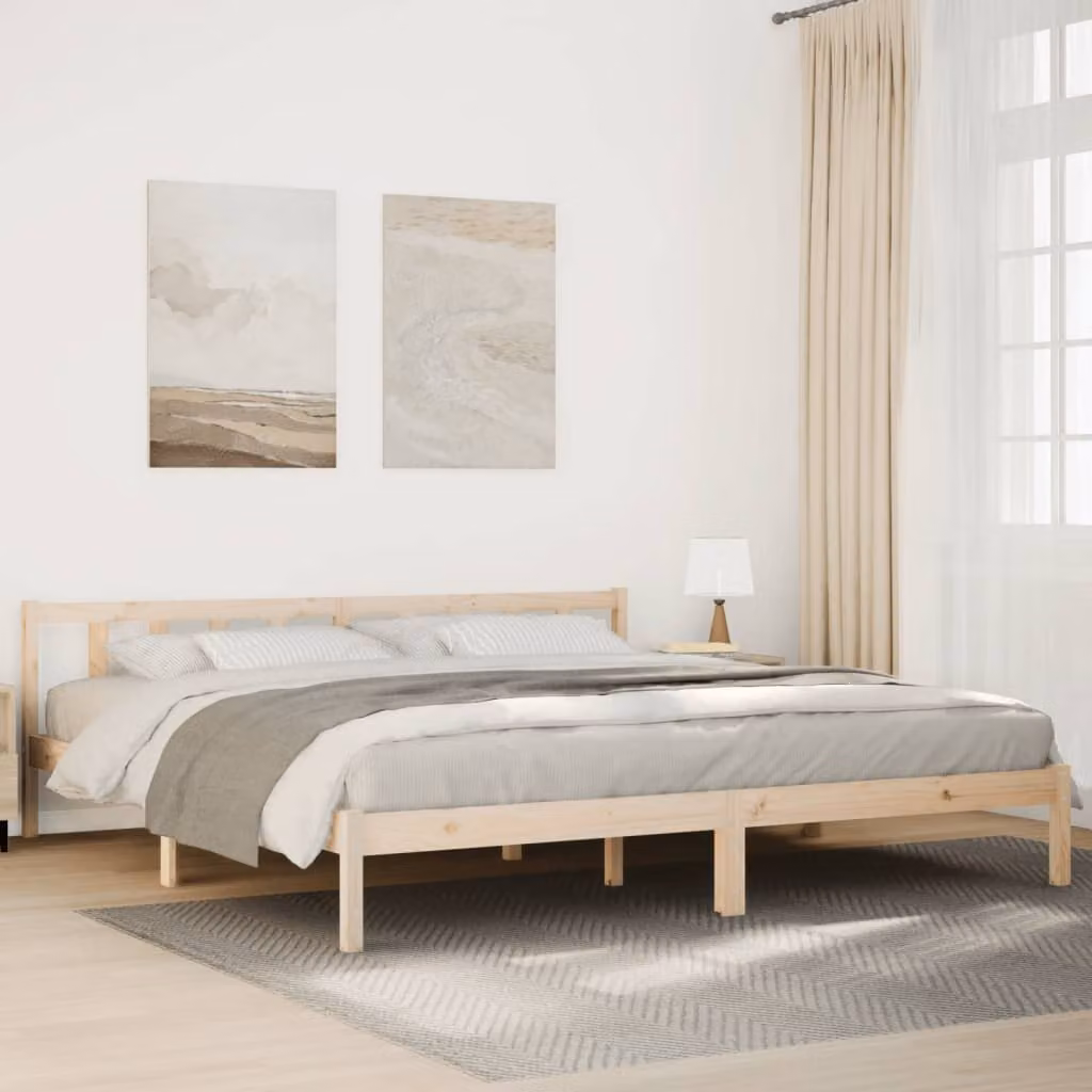 Letto extra lungo vidaXL in legno di pino naturale con doghe fisse L: 180 cm, P: 215,5 cm, H: 69,5 cm