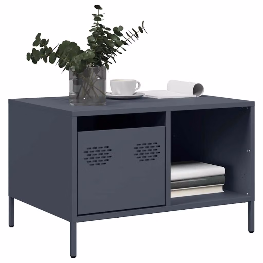 vidaXL Tavolino in Metallo Antracite con Design Industriale L: 68,5 cm, P: 50 cm, H: 43,5 cm