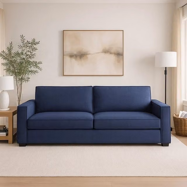 Divano a 2 posti Eletta TALAMO ITALIA, modello moderno in tessuto blu, L: 200 cm, H: 90 cm, P: 95 cm – 1