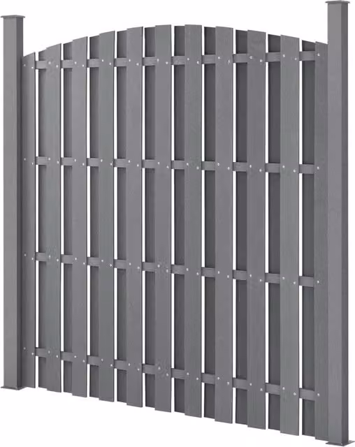 Steccato ad Arco con Doghe e Colonne in WPC e Base in Acciaio 185 x 193 cm - Grigio NEU.HOLZ