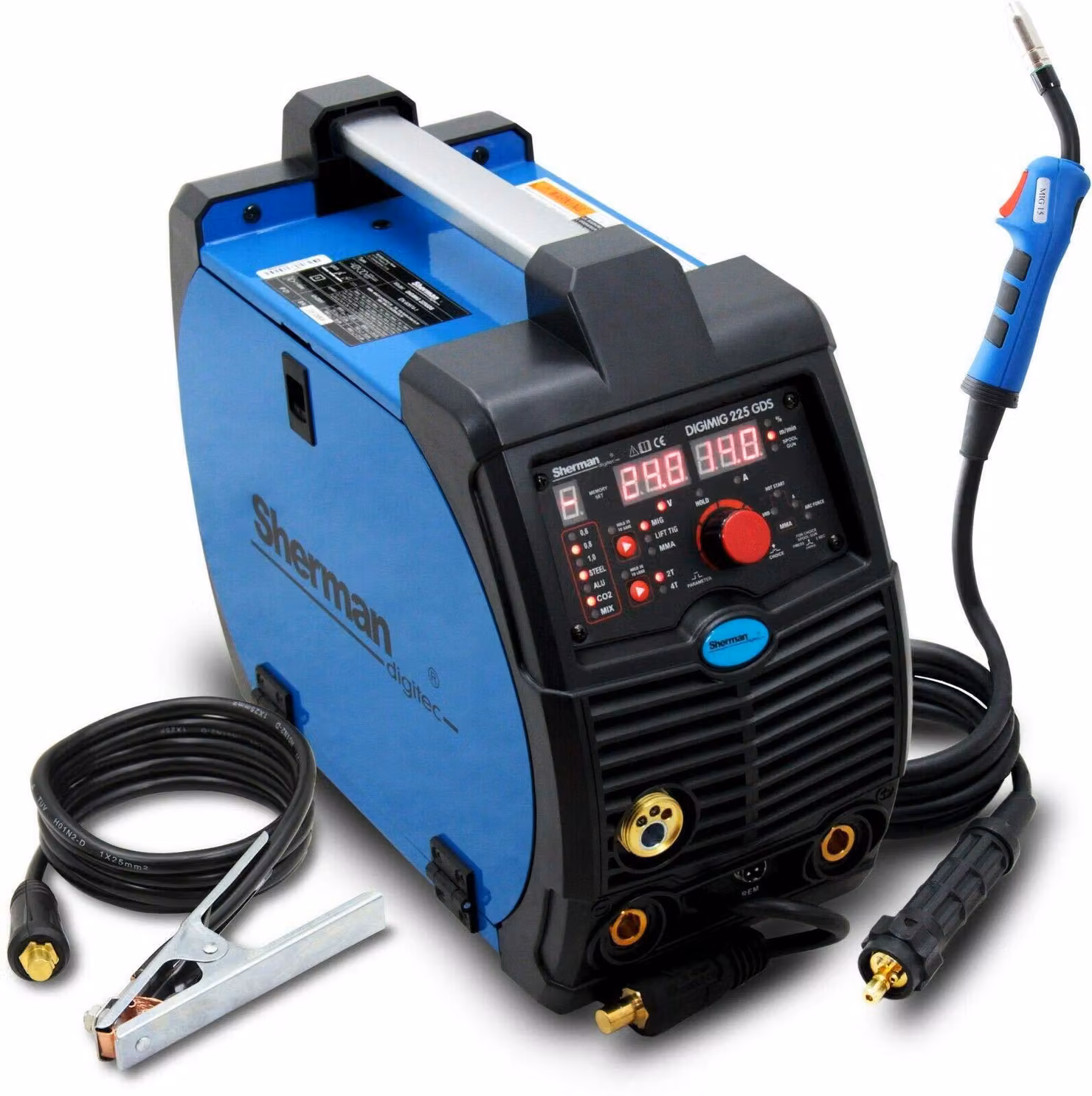 Saldatrice MIG/MAG - 220A - Funzione sinergica - 230V - Adatta per acciaio e metalli non ferrosi