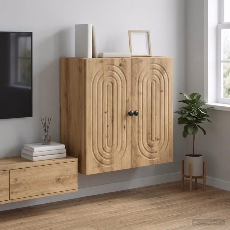 vidaXL Mobiletto a muro moderno in legno e metallo marrone L: 59 cm, P: 31 cm, H: 60 cm