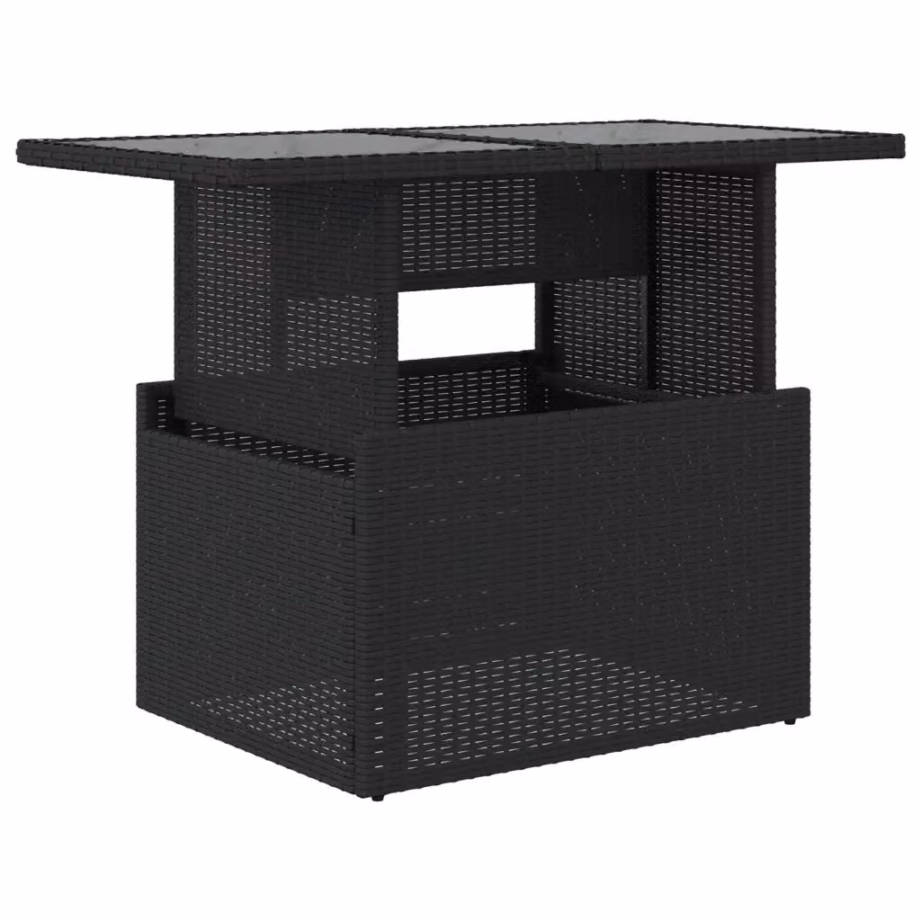Tavolo da giardino moderno vidaXL in polyrattan nero con piano in vetro rettangolare L: 100 cm, P: 55 cm, H: 73 cm – 2