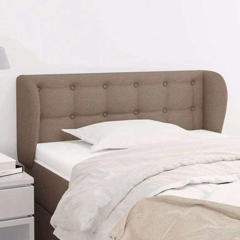 Testiera ad orecchio vidaXL in tessuto beige e grigio, L: 83 cm, P: 23 cm, H: 78/88 cm