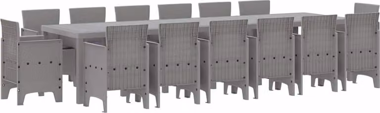 Set da Pranzo per Giardino 15 pcs Grigio chiaro Rattan Polt