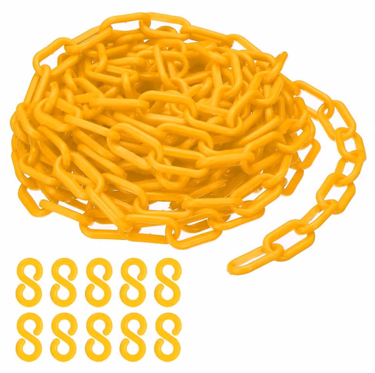 Catena in plastica, 25 metri, gialla, 6 mm, per delimitazioni e decorazioni