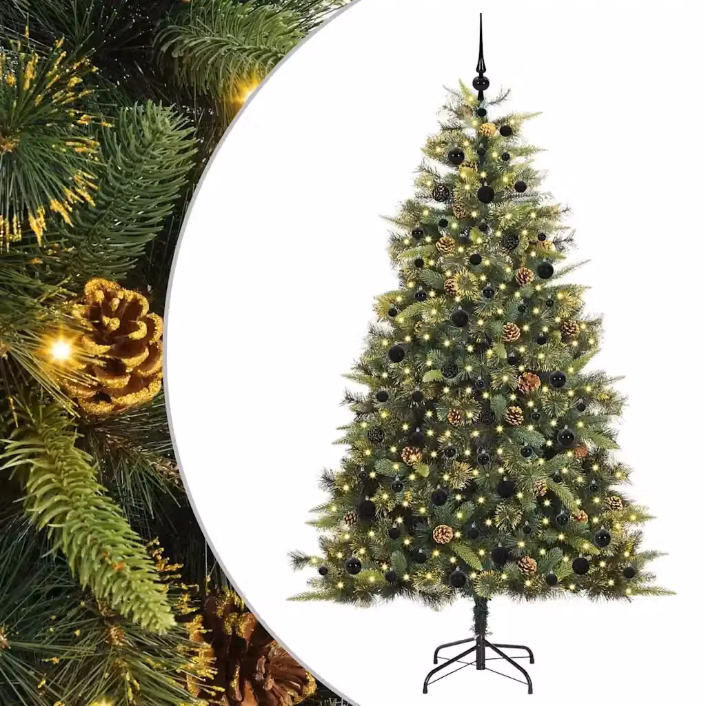Albero di Natale artificiale pieghevole con coni vidaXL, Verde, Altezza: 210 cm – 2