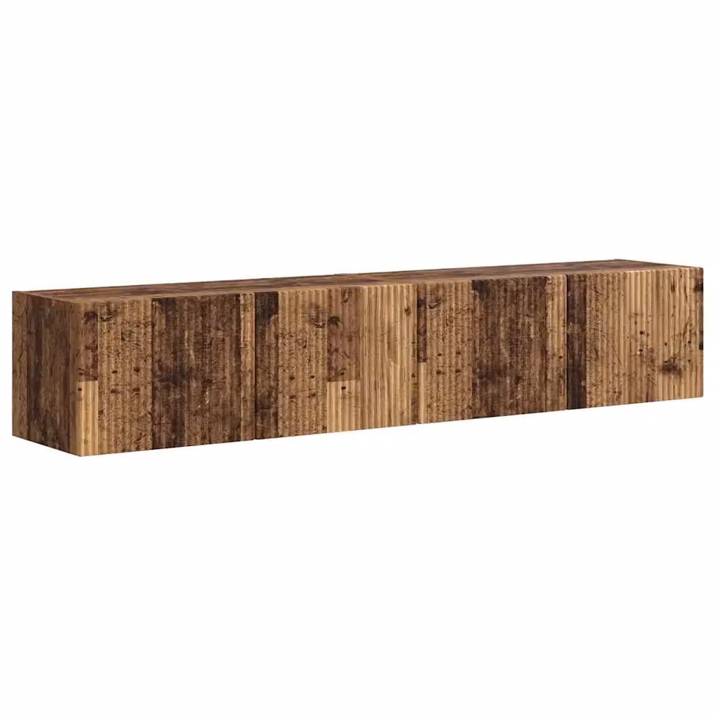 Set di 2 mobili TV da parete vidaXL in legno effetto vintage marrone, L: 60 cm, P: 31 cm, H: 29.5 cm – 2