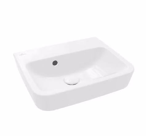 Villeroy & Boch O.novo - Lavabo da appoggio, 450x370 mm, con sfioratore, senza foro per miscelatore, CeramicPlus, bianco alpino 43444JR1