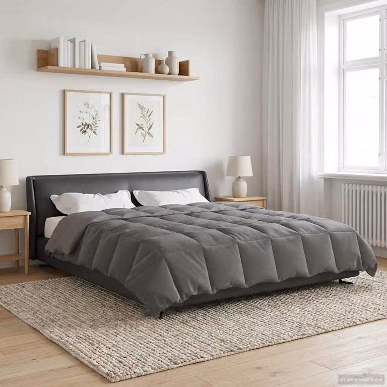 vidaXL Piumone Invernale in Microfibra Reversibile e Traspirante, Grigio, L/P: 240 x 220 cm