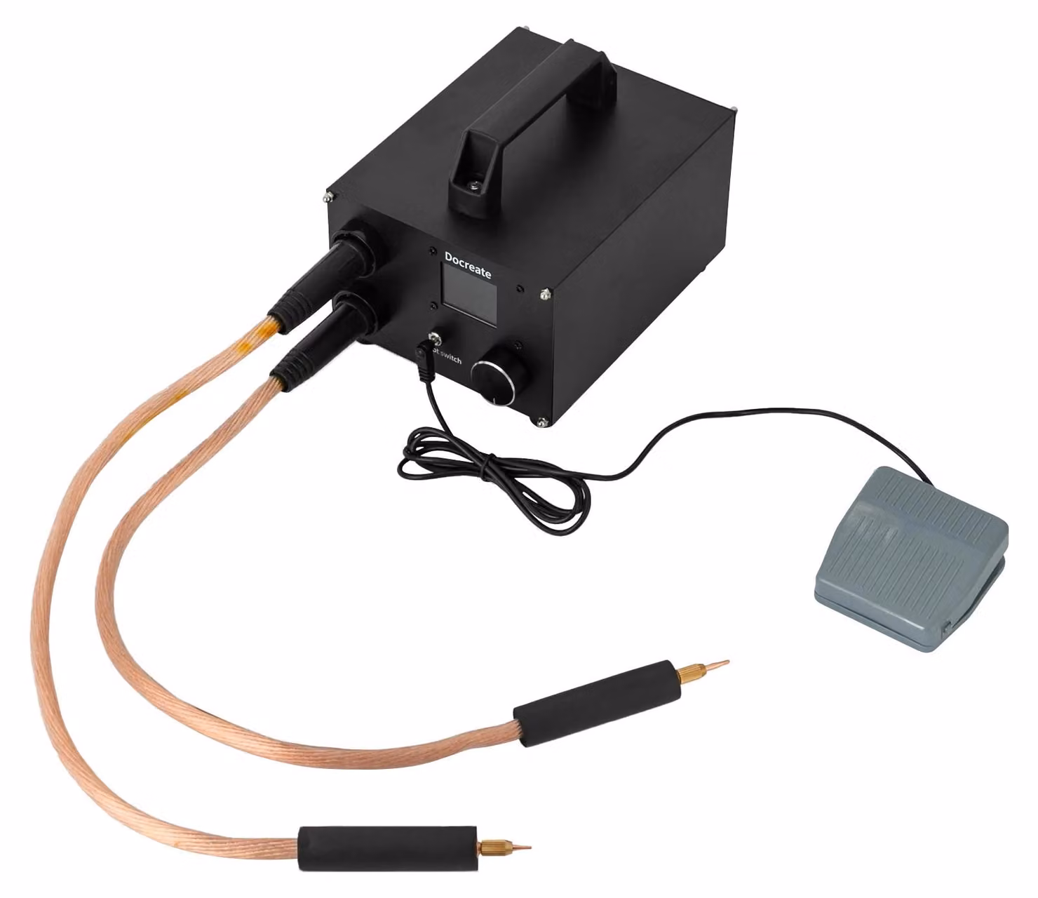 Saldatrice a punti per batterie - Doppio impulso - Adatta per batterie 18650 e strisce di nichel - Display LCD da 4,6 cm - Corrente di picco di 1400 A - 12 V/4 A, spina europea - Elettrodo da 50 cm - Colore nero