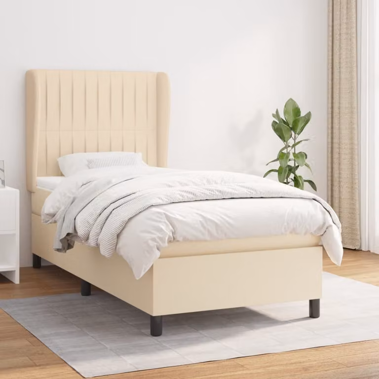 Maison Exclusive - Giroletto a Molle con Materasso Crema 80x200 cm inTessuto