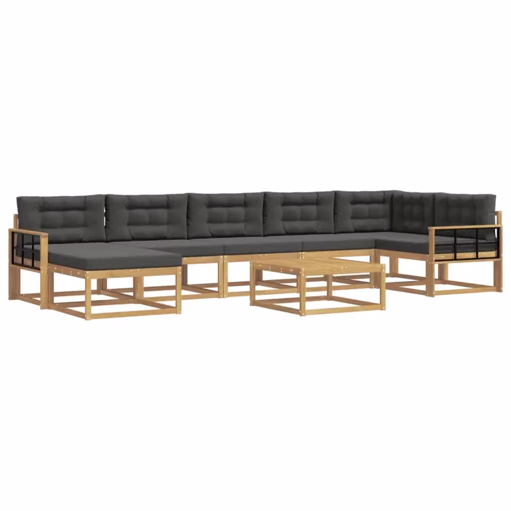 Set di divani da esterno vidaXL in legno di acacia con cuscini Bianco e Antracite – 2