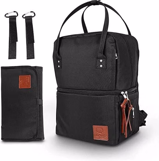 Borsa a tracolla per neonati e pannolini in tessuto nero senza marca