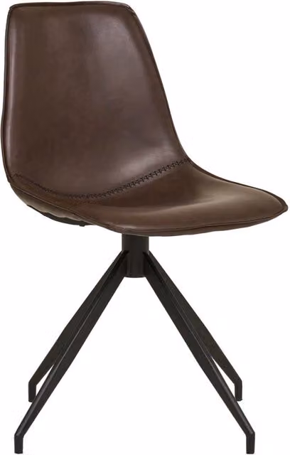 Set 2 sedie da pranzo girevoli Monaco in ecopelle marrone scuro con gambe nere