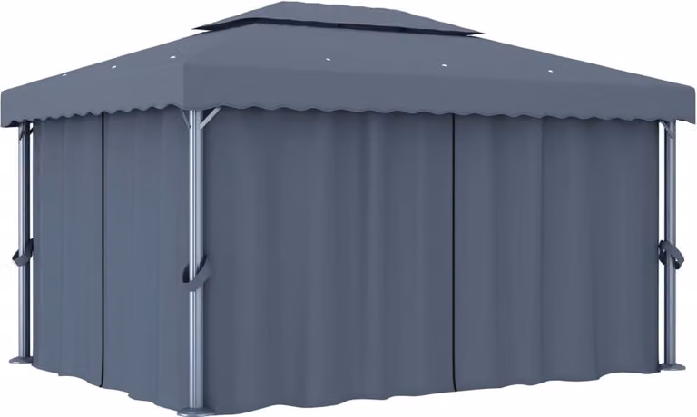 The Living Store gazebo con tenda 4x3 m in alluminio antracite