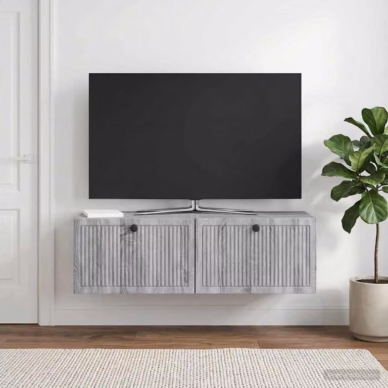 vidaXL Mobile Porta TV da Muro Moderno Grigio L: 98 cm, P: 31 cm, H: 30 cm