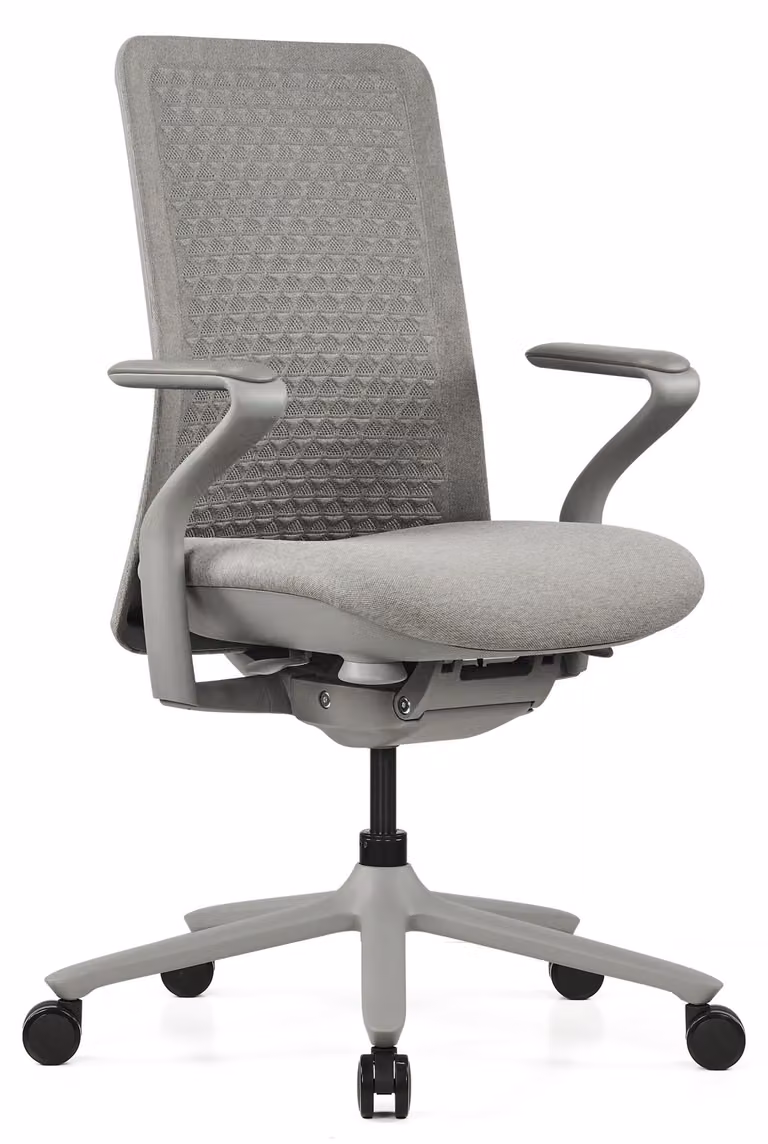 hjh OFFICE Sedia da ufficio di alta gamma VERVIO Sedia da scrivania ergonomica con braccioli Tessuto / Tessuto a rete Grigio Sedia girevole per ufficio, casa